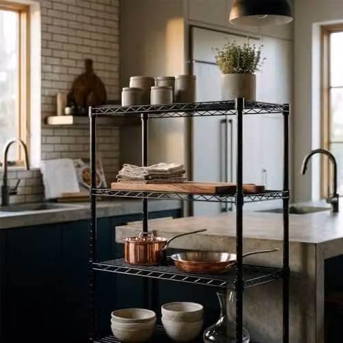 Harbour Housewares 6-Tier Black Metal Wire Shelving Unit with Adjustable Shelves, H 180 x W 60 x D 35 cm – 2