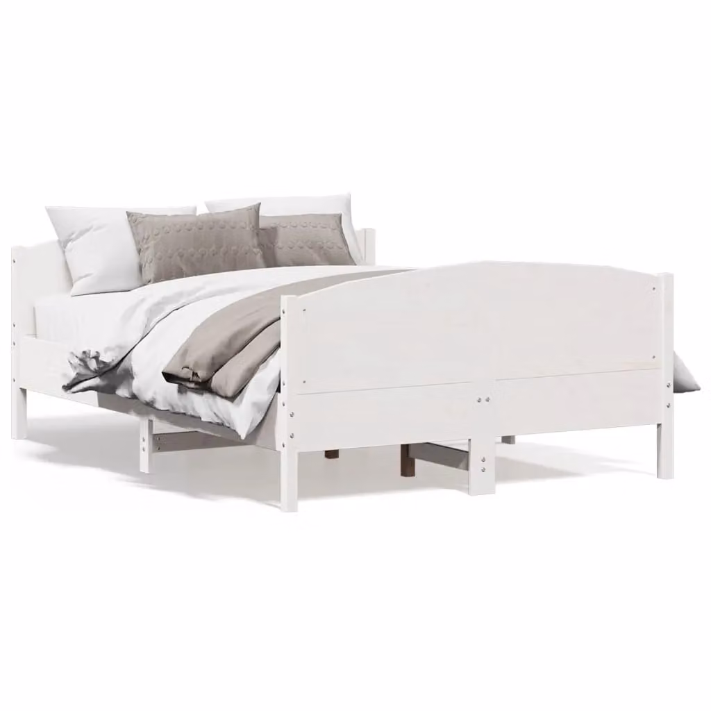 Berkfield Home White Solid Wood Pine Bed Frame W/D/H: 160 x 200 cm – 2