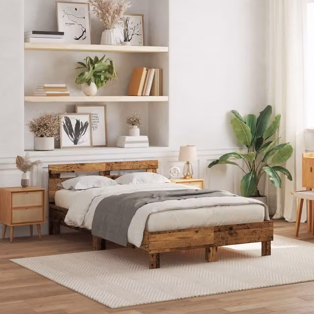 Berkfield Home Engineered Wood Bed Frame in Brown, W/D/H: 120 x 190 x 125 cm – 1