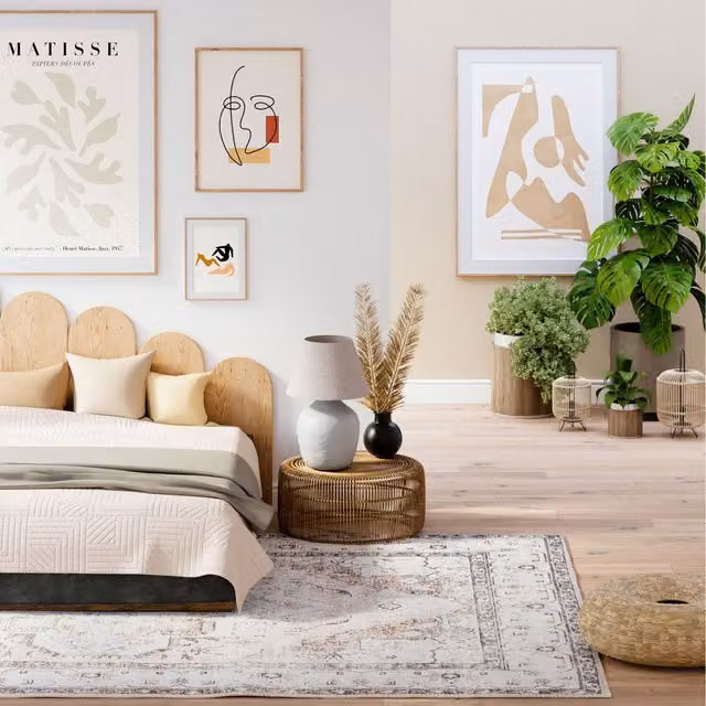 The Rug House Vintage Style Washable Cotton Rug in Beige and Multicolour, W: 330 cm, D: 240 cm