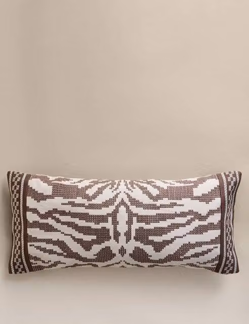 M&S Brown Cotton Graphic Bolster Cushion
