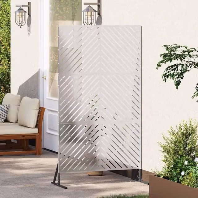Berkfield Home Silver Stainless Steel Privacy Screen, W: 100 cm, D: 50 cm, H: 180 cm