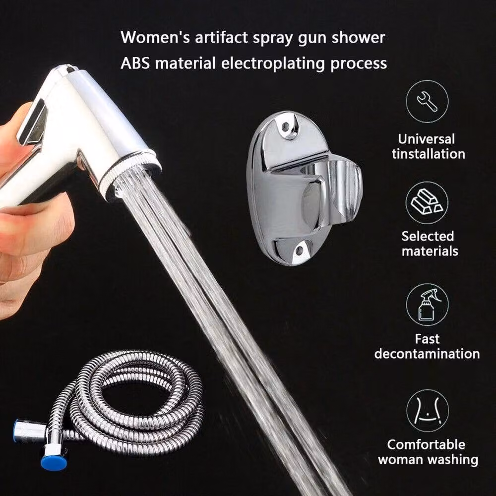 PAWNORA Handheld Bidet Sprayer Kit in Silver Chrome Stainless Steel – 4