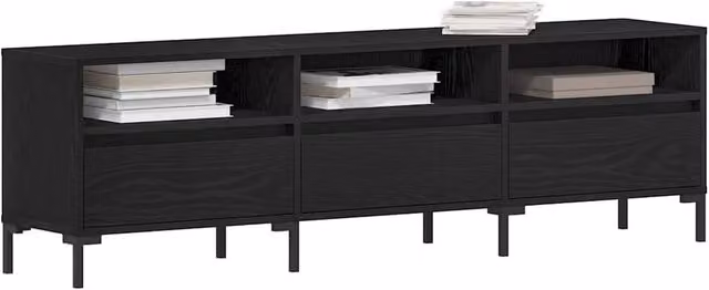 Berkfield Home Modern TV Cabinet in Black Oak, W: 150 cm, D: 44.5 cm, H: 44.5 cm – 1