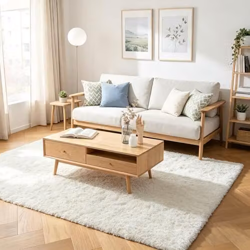 MCC Direct Faux Fur Rectangle Shaggy Area Rug in Beige and White, W/D/H: 60 x 110 cm – 5