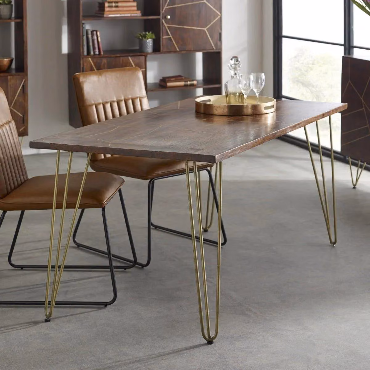 IH Design Deiondre Rectangular 6 Seater Dining Table in Dark Mango and Brown – 2