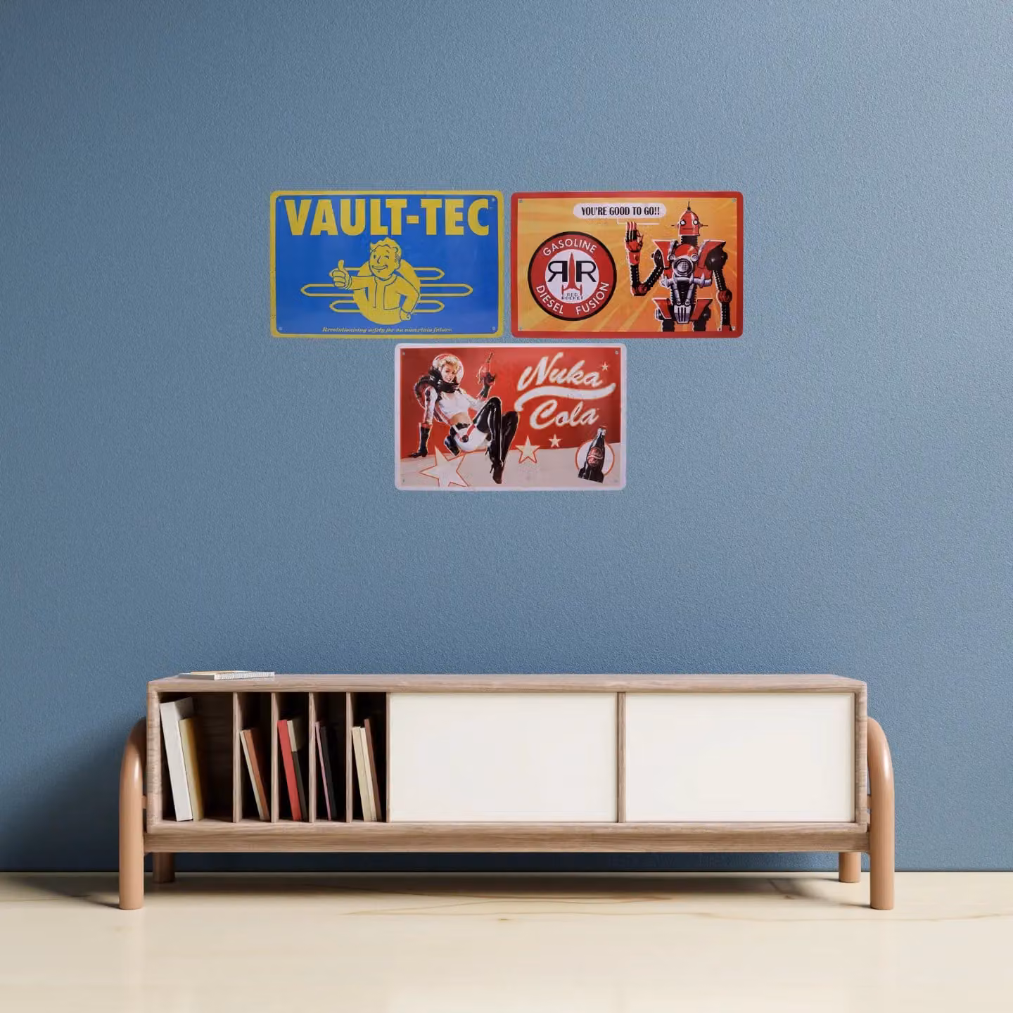 FaNaTtik Fallout Set of 3 Multicolour Metal Tin Wall Signs, W: 28 cm, H: 17.5 cm – 3