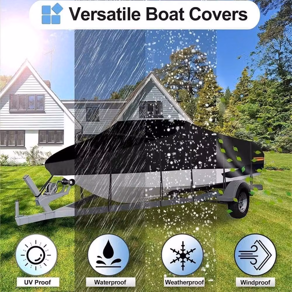 SPETLEK Heavy Duty Waterproof Boat Speedboat Cover in Black – 6