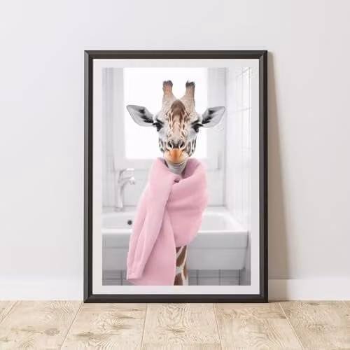 60 Second Makeover Pink Giraffe Animal Print Paper Poster, A3