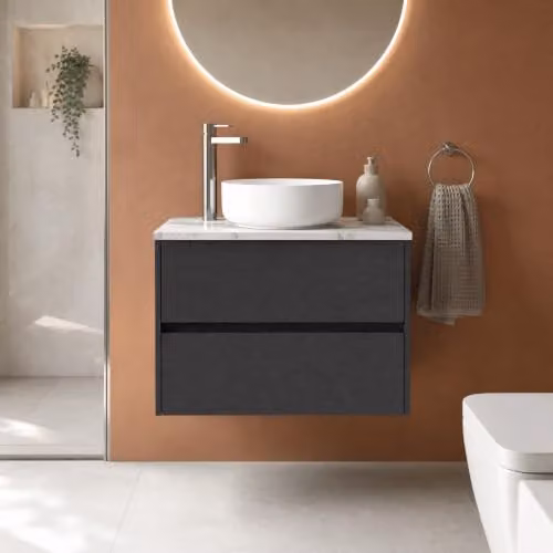 Balterley Handleless Wall Hung Bathroom Vanity Unit with Worktop, Graphite Grey, W/D/H: 80.5 x 39.0 x 56.1 cm – 3