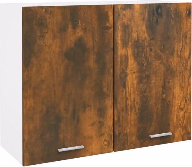 Berkfield Home Smoked Oak Hanging Wall Cabinet in Brown, W/D/H: 80 x 31 x 60 cm
