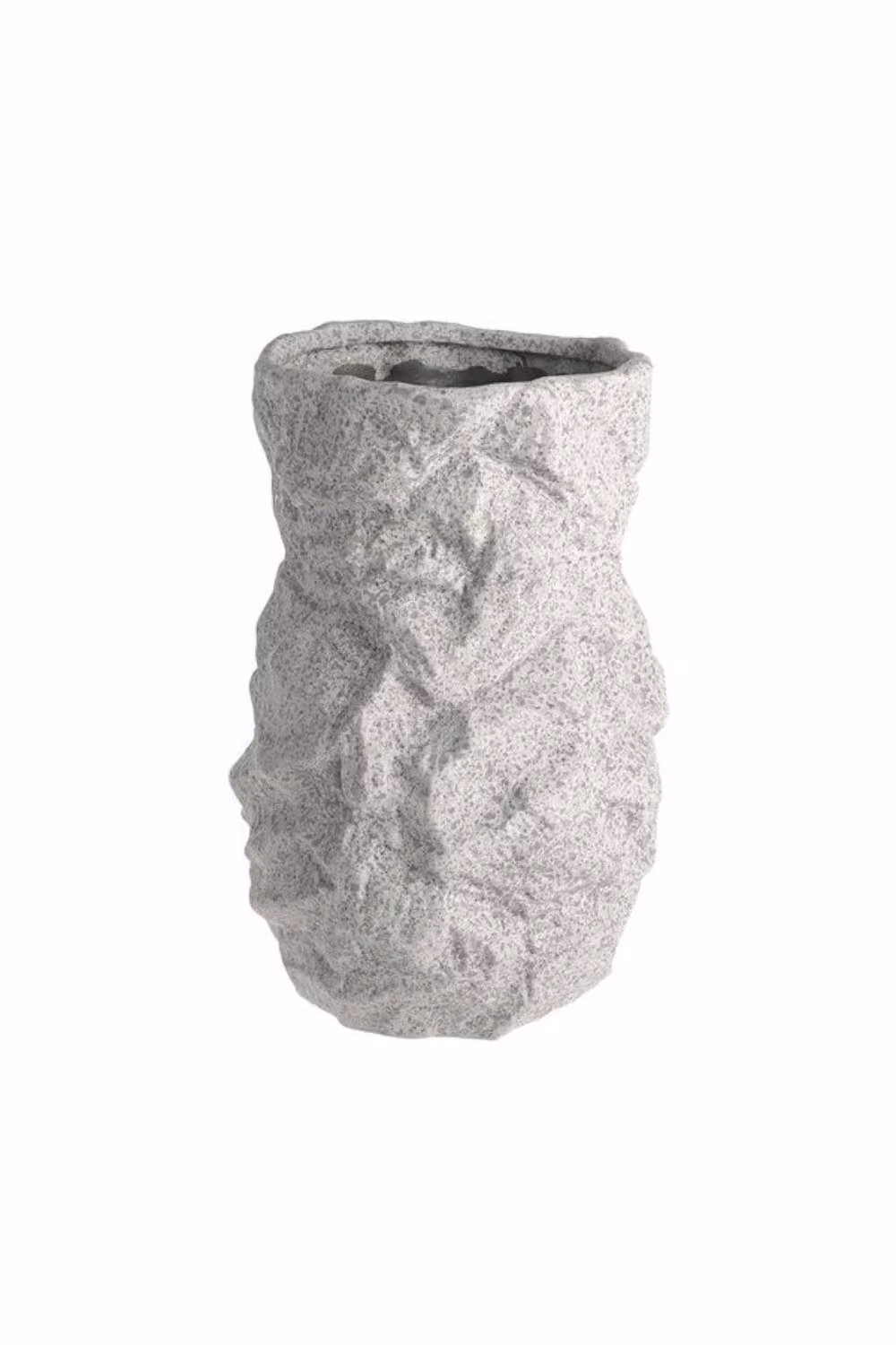 KDMD Grey Ceramic Rough Textured Tabletop Vase, Height: 16.3 cm – 2
