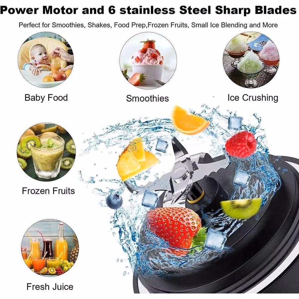 FLAVORA Black Portable Personal Blender, 600 ml – 5