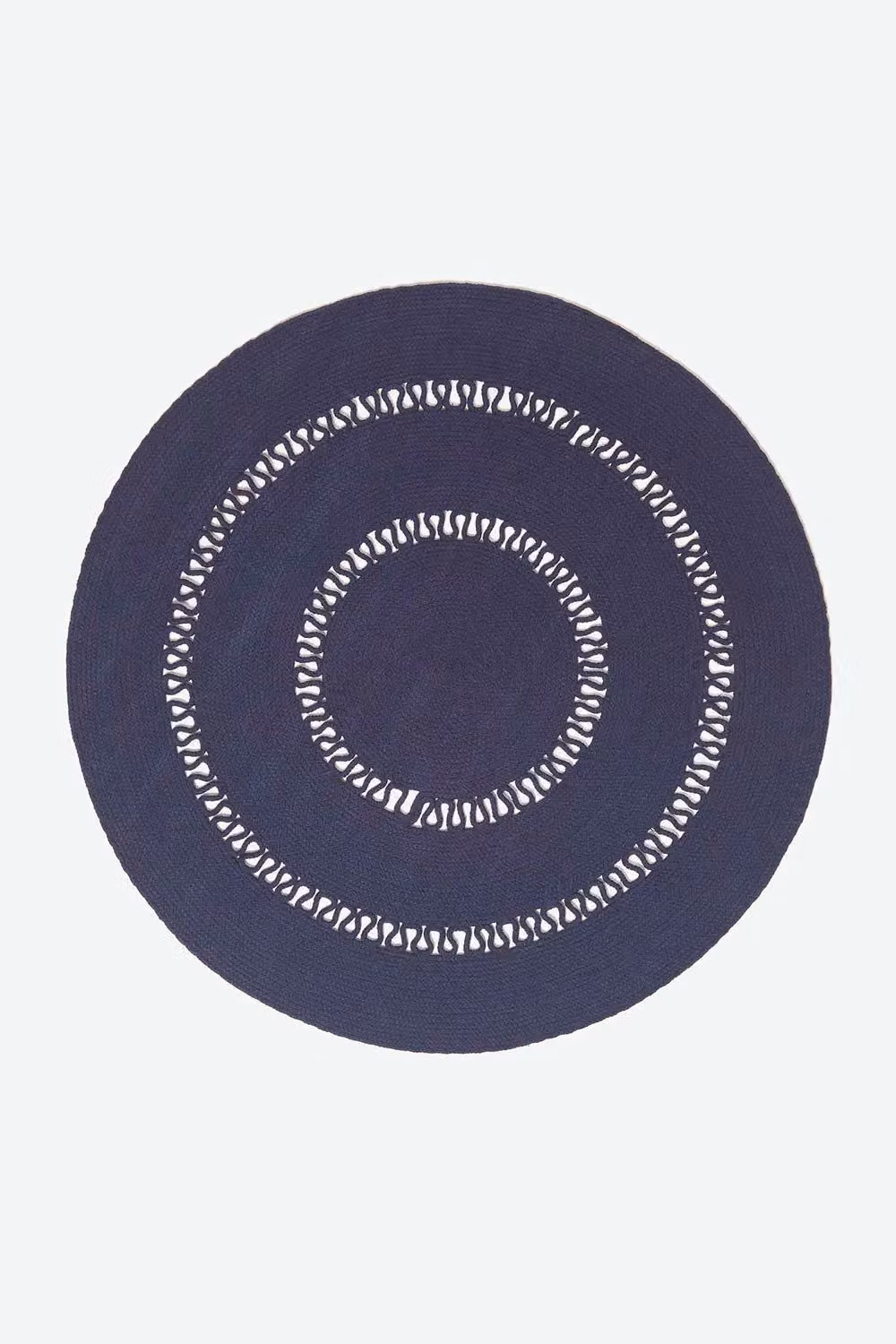 Homescapes Blue Crochet Braided Round Rug, Diameter: 70 cm – 2