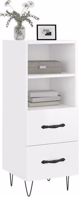 Berkfield Home High Gloss White Modern Sideboard, W/D/H: 34.5 x 34 x 90 cm