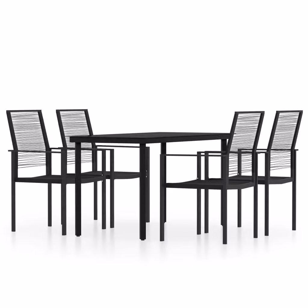 Berkfield Home 5 Piece Garden Dining Set in Black Steel and PVC – 2
