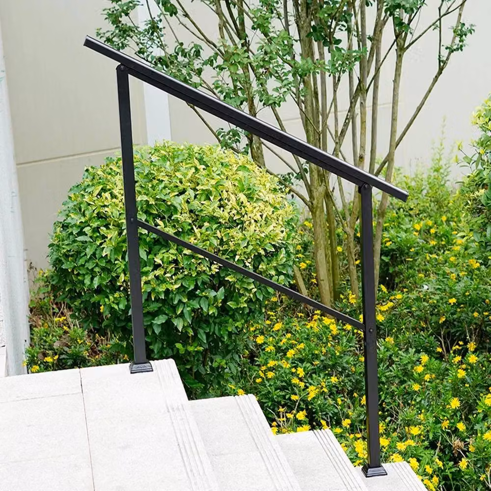 VOGREX 4 Step Outdoor Stair Railing Kit in Matt Black Steel – 2