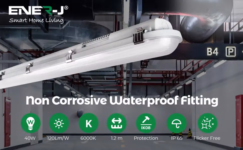 ENER-J LED Non-Corrosive IP65 Batten Light, 40W, White, Diameter: 25 cm, Height: 19 cm – 2