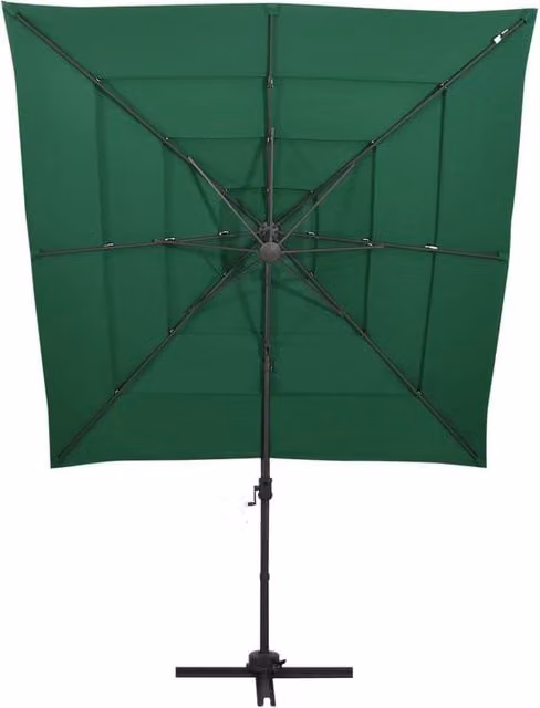 Berkfield Home 4-Tier Green Polyester Parasol with Aluminium Pole, W/D: 250 x 250 cm