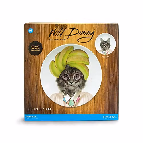 Wild Dining Cat Design Ceramic Dinner Plate in Mustard, Diameter: 22.9 cm – 2