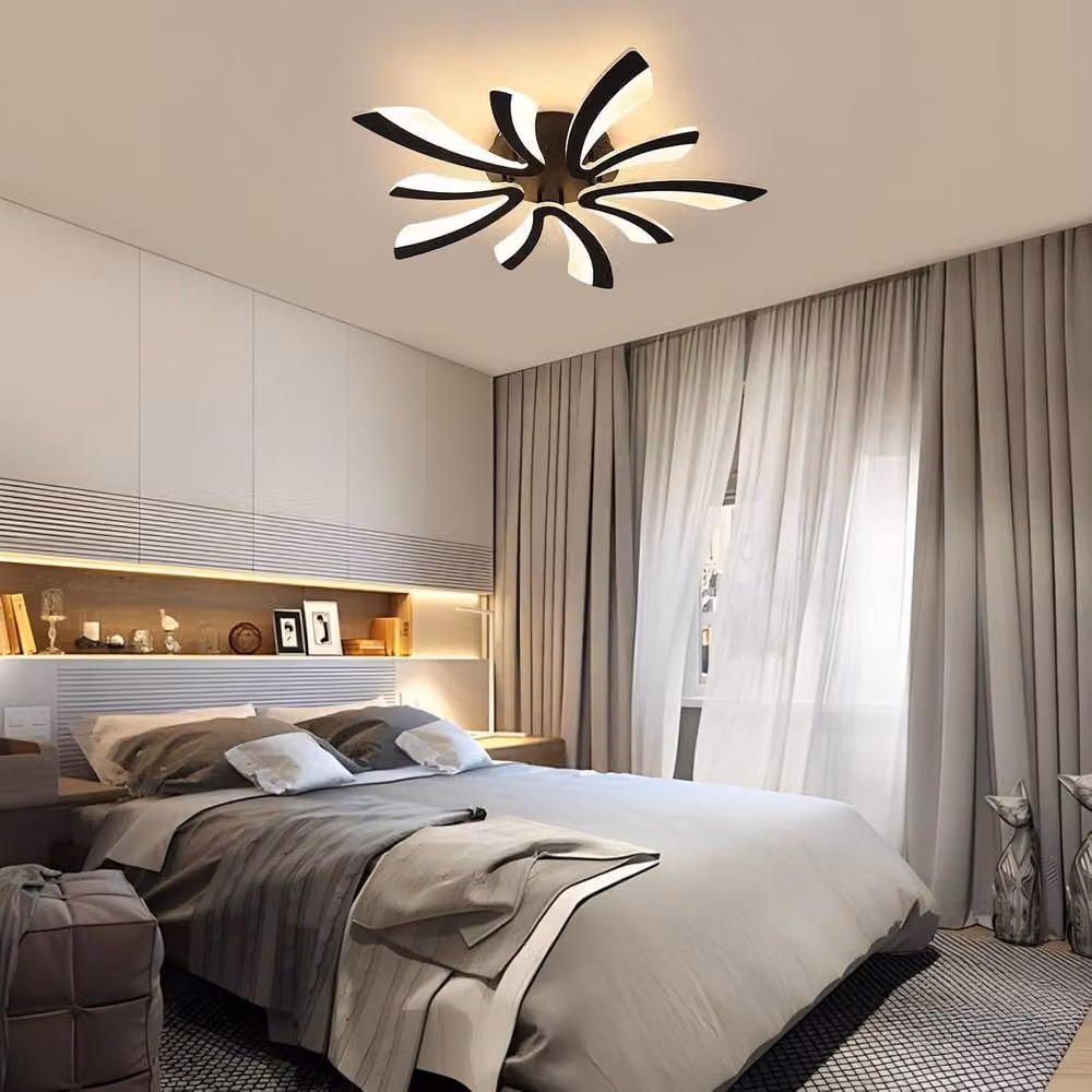 Goeco Modern Round LED Ceiling Light in Black, 50W, 3000K Warm White, Diameter: 68 cm – 3
