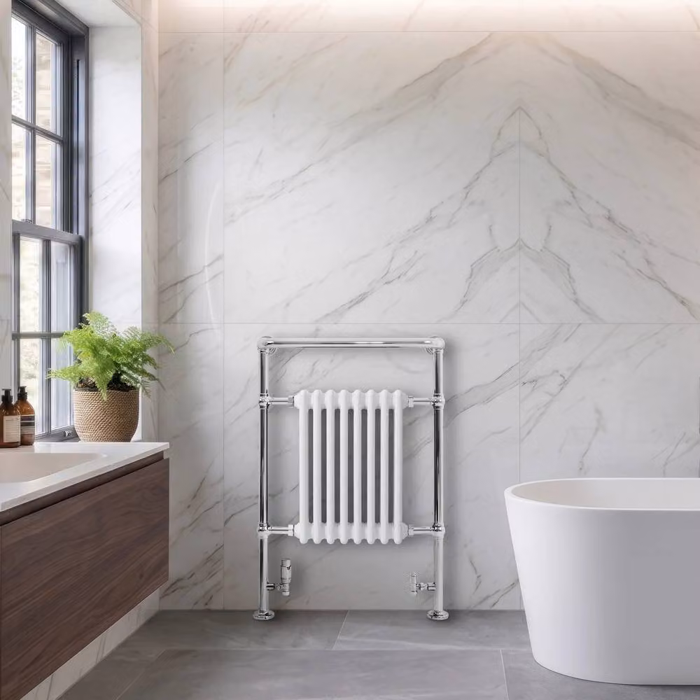 Monstershop Traditional Heated Towel Rail Radiator in White, W/H: 95 x 66 cm – 2
