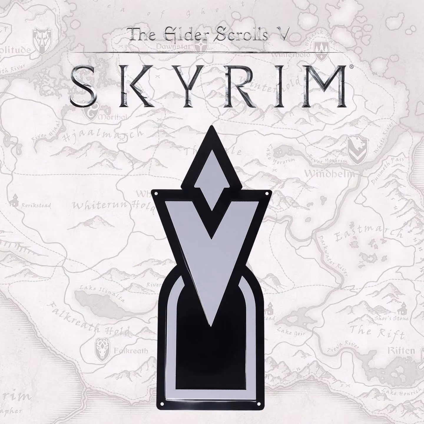 FaNaTtik The Elder Scrolls V Skyrim Quest Marker Metal Tin Sign, White and Black, W/H: 28.0 x 12.0 cm – 4