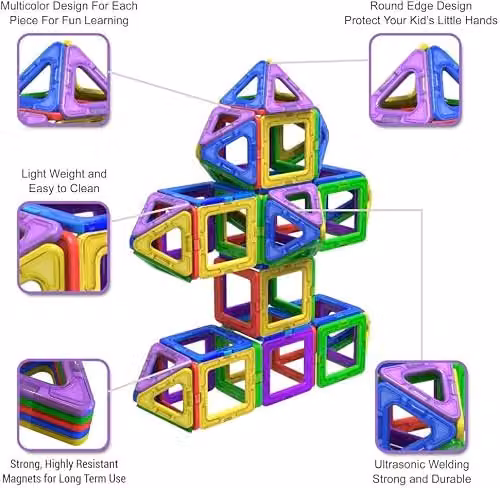 Desire Deluxe 40pc Multicolour Magnetic Building Blocks STEM Educational Construction Toy Set – 3