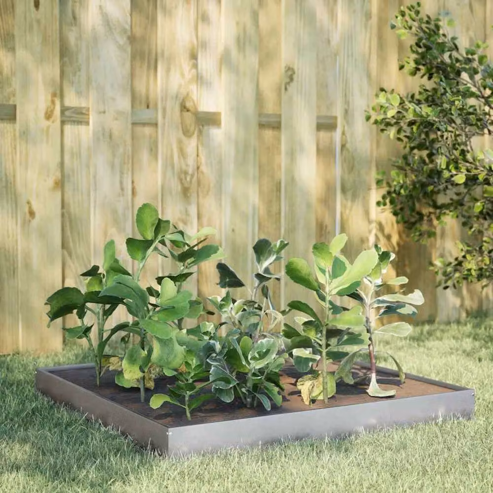Berkfield Home Garden Raised Bed in Silver Galvanised Steel, W/D/H: 100 x 100 x 18.5 cm – 2