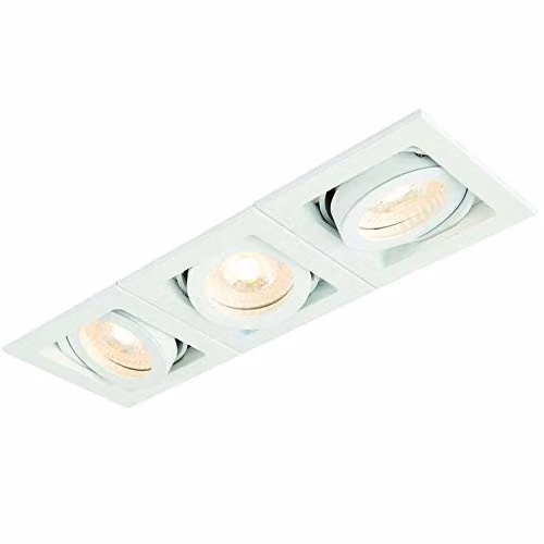 Loops Triple Square Adjustable Recessed Ceiling Spotlight White GU10 Dimmable Modern Downlight