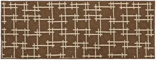 JVL Vector Brown Geometric Machine Washable Non-Slip Runner