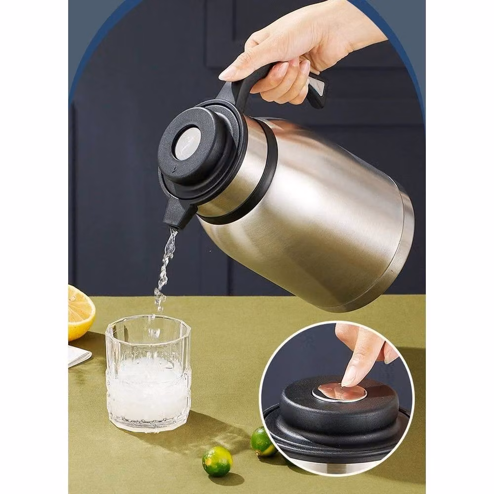 FLAVORA Stainless Steel Insulated Vacuum Jug Thermos Flask in Silver – 3