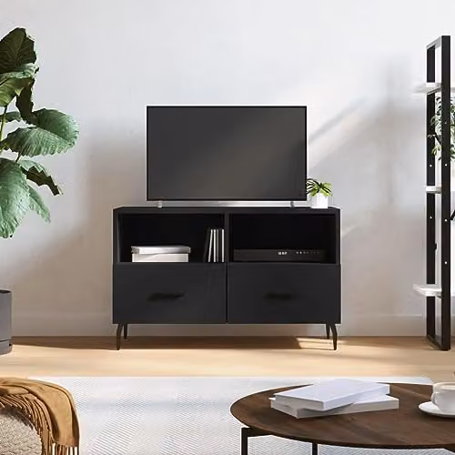 vidaXL Modern Black TV Cabinet in Wood and Metal, W/D/H: 80 x 36 x 50 cm – 2