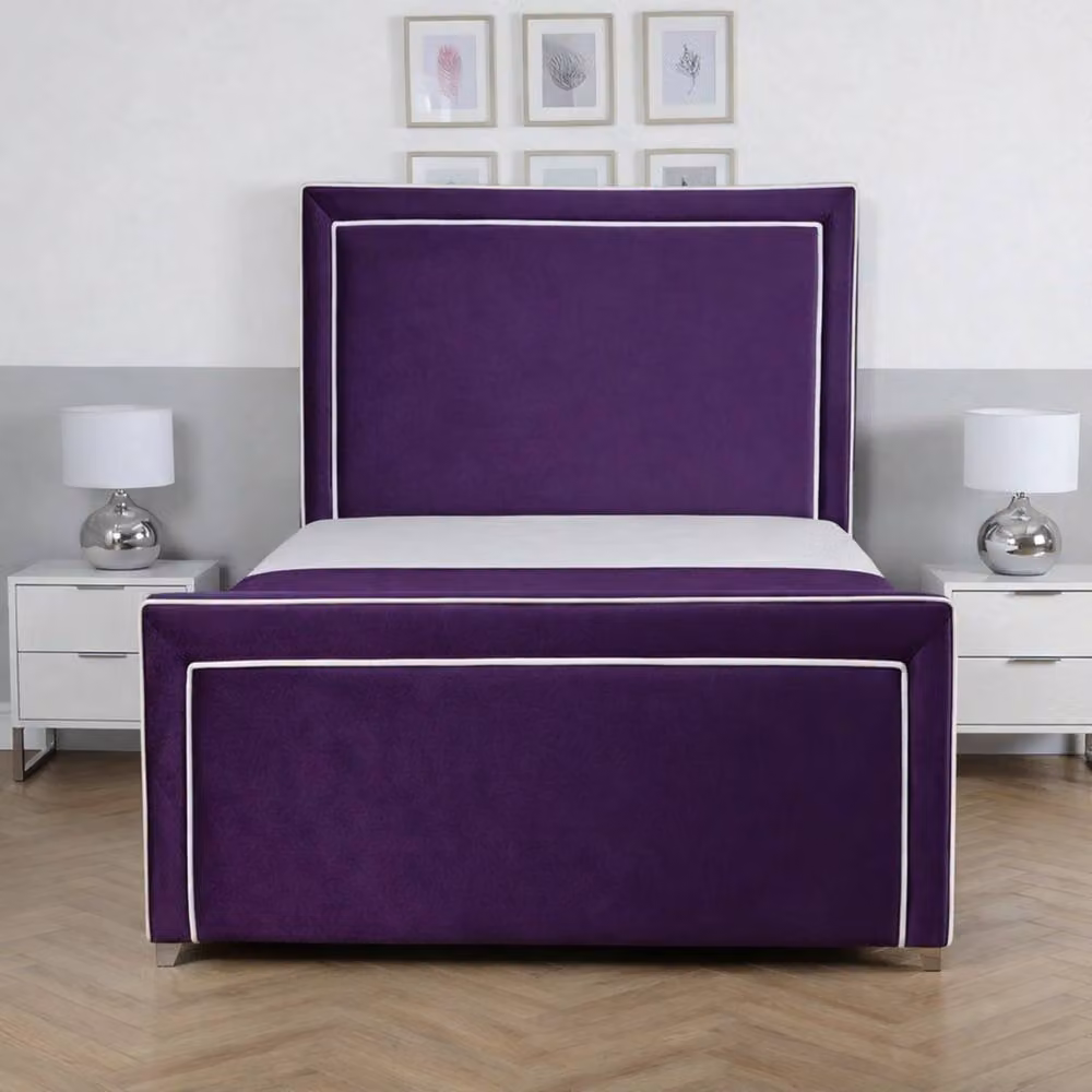 Living Comfort Bedz Verona King Size Upholstered Velvet Gas Lift Storage Bed Frame in Purple – 2
