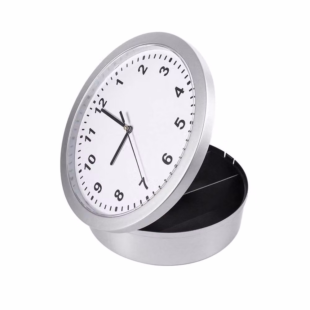 VOGREX Silver Secret Wall Clock Money Box and Home Valuables Safe with Analog Quartz Movement – 2