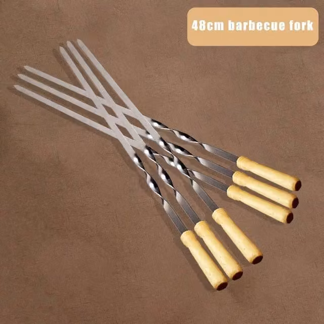 SPETLEK BBQ Skewers with Stainless Steel and Wooden Handles in Silver