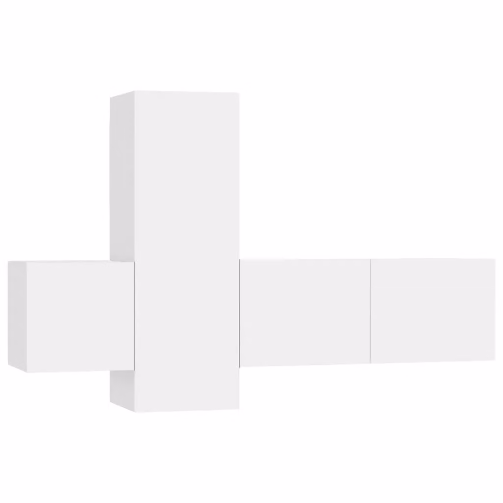 Berkfield Home 3 Piece Modern Wall Mounted TV Cabinet Set in White Matt Engineered Wood – 2
