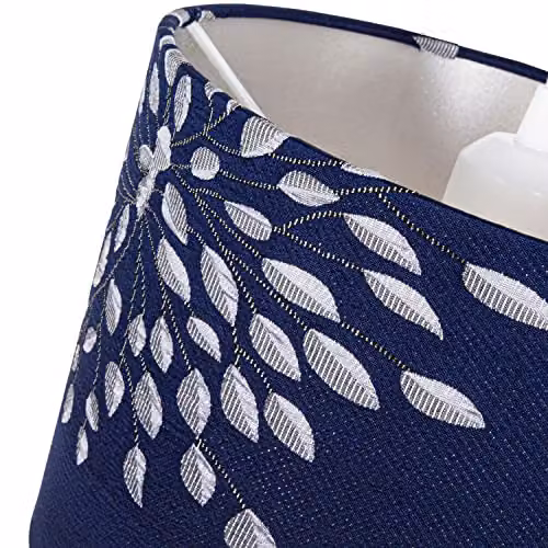 Happy Homewares Modern Blue and White Cylinder Drum Lampshade with Silver Lining, W/H: 18 x 25 cm – 2