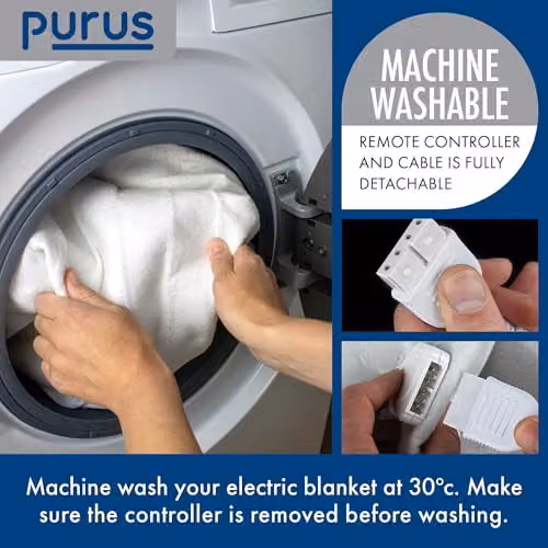Purus Luxury White Polyester Fully Fitted Electric Heated Under Blanket with 3 Heat Settings, W/D/H: 180 x 200 cm – 5