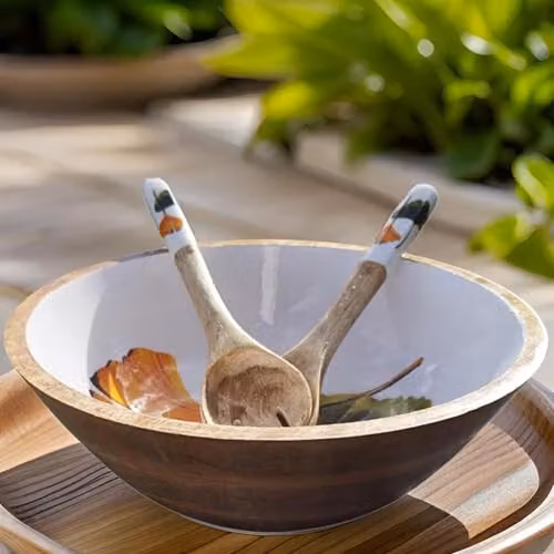 Hartsmede Brown Mango Wood Salad Bowl with Spoons, Diameter: 30.48 cm – 8