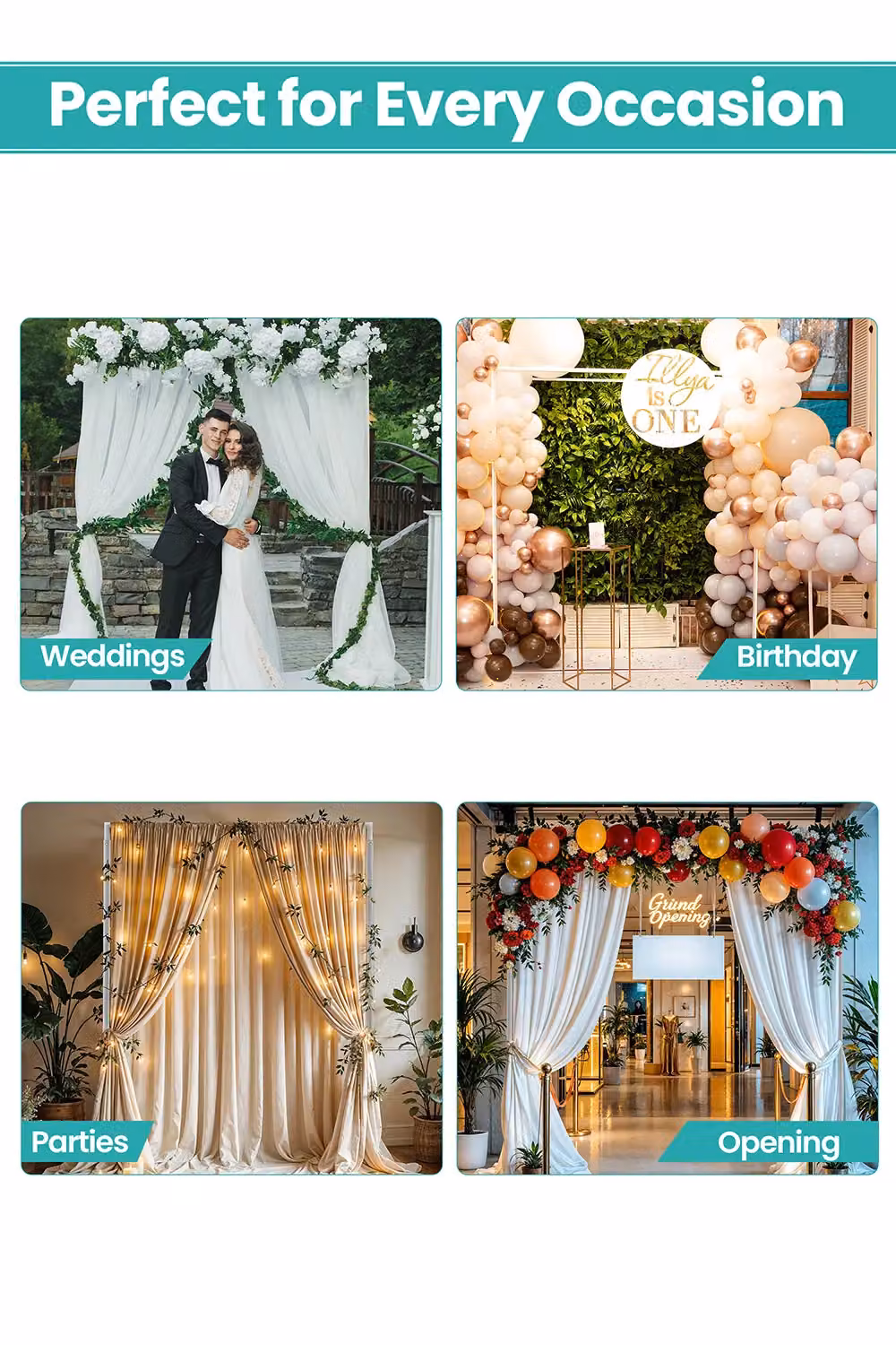 Neel Blue Silver Arch Backdrop Frame Stand with Base, 4x4 Metres – 2