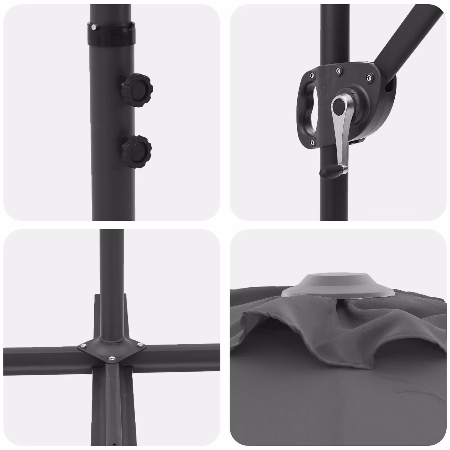 Berkfield Home Garden Anthracite Cantilever Parasol W/D/H: 372 x 198 x 253 cm – 3
