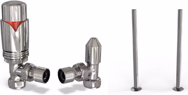 Derry Bold Thermostatic Radiator Valve Angle Installation Kit in Nickel Plated Chrome