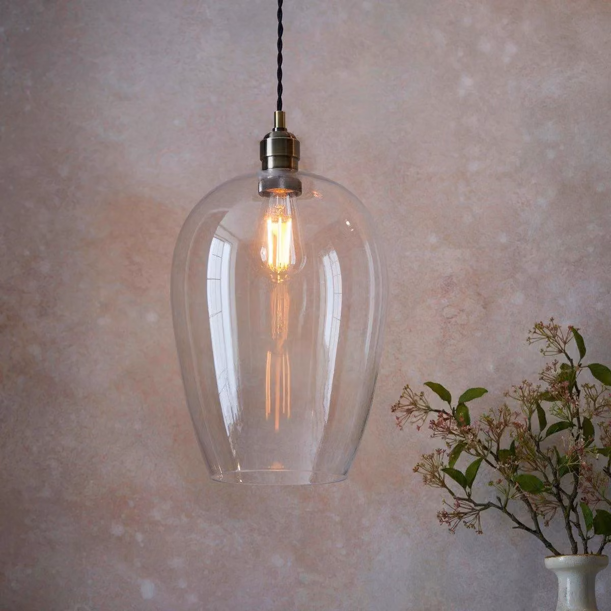 Netlighting LIVORNO Dimmable Single Pendant Ceiling Lamp with Yellow Transparent Glass and Brass or Chrome Finish – 2