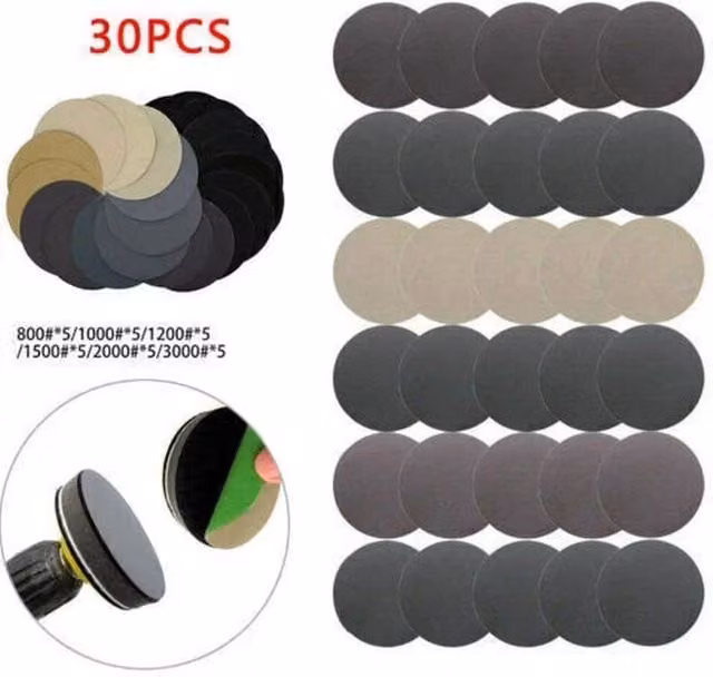 Havendro 30-Piece Multicolour Wet and Dry Sanding Discs for Wood and Metal, 125mm, Grit 800-3000