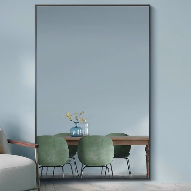 MirrorOutlet Artus Minimalist Rectangular Wall Mirror with Black Aluminium Edge