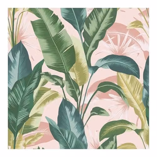 Graham & Brown Envy Leaf It Out Twilight Pink Tropical Floral Wallpaper