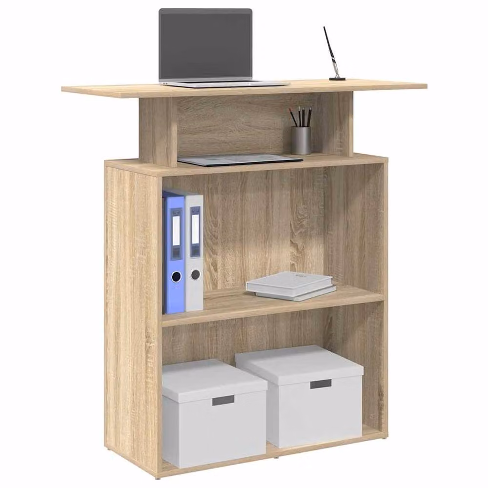 Berkfield Home Sonoma Oak Reception Desk in Beige, W/D/H: 100 x 40 x 104 cm – 2
