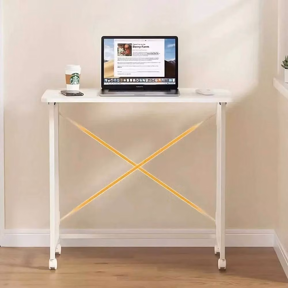 Ventryn Foldable Rolling Side Table and Laptop Writing Desk in White – 3