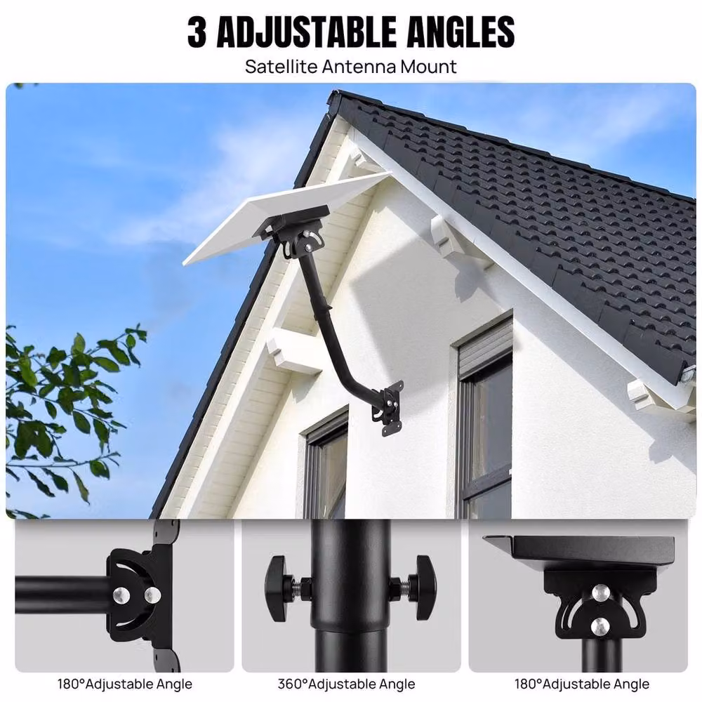 VOGREX Starlink Gen3 Roof Pole Mount Pipe Adapter Kit in Black – 5